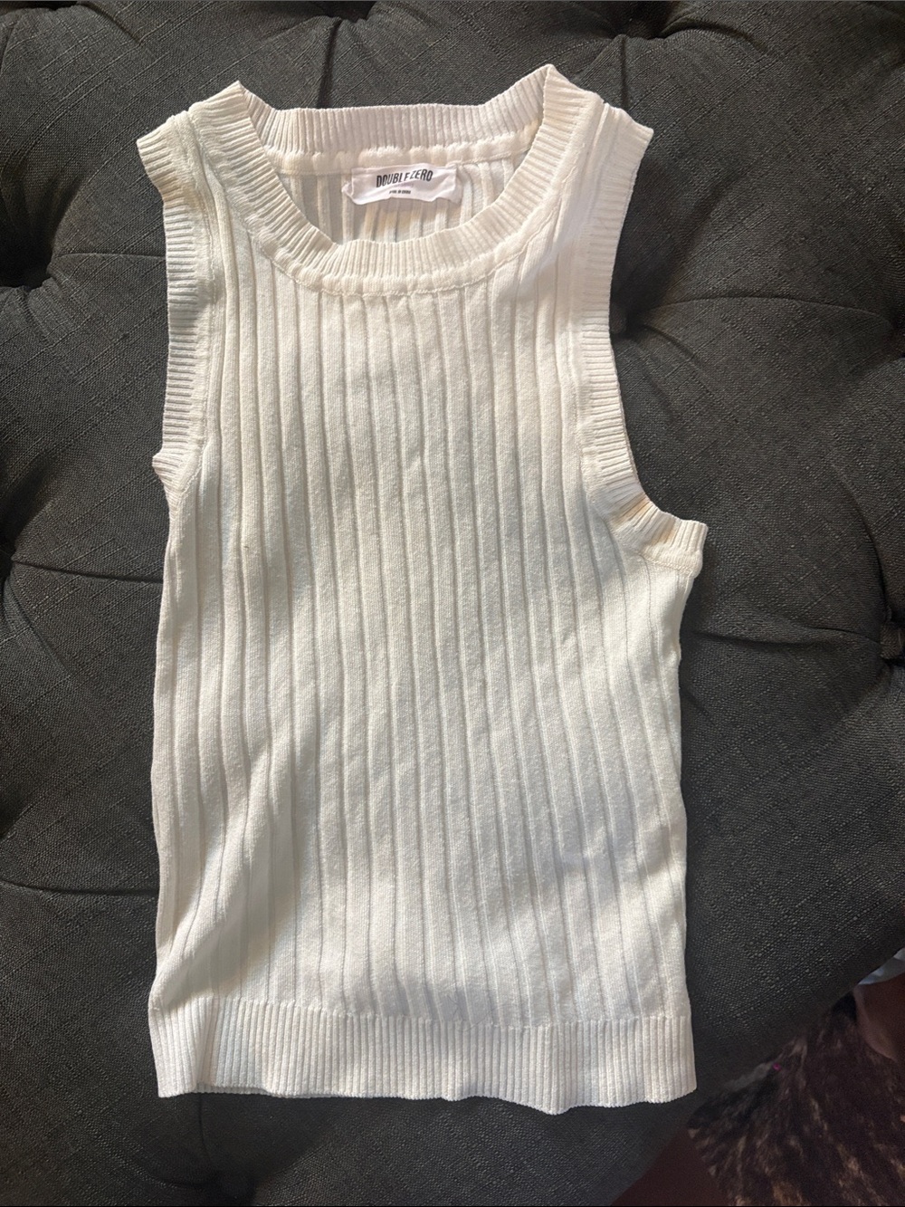 Double Zero Cream Ribbed Sleeveless Tank